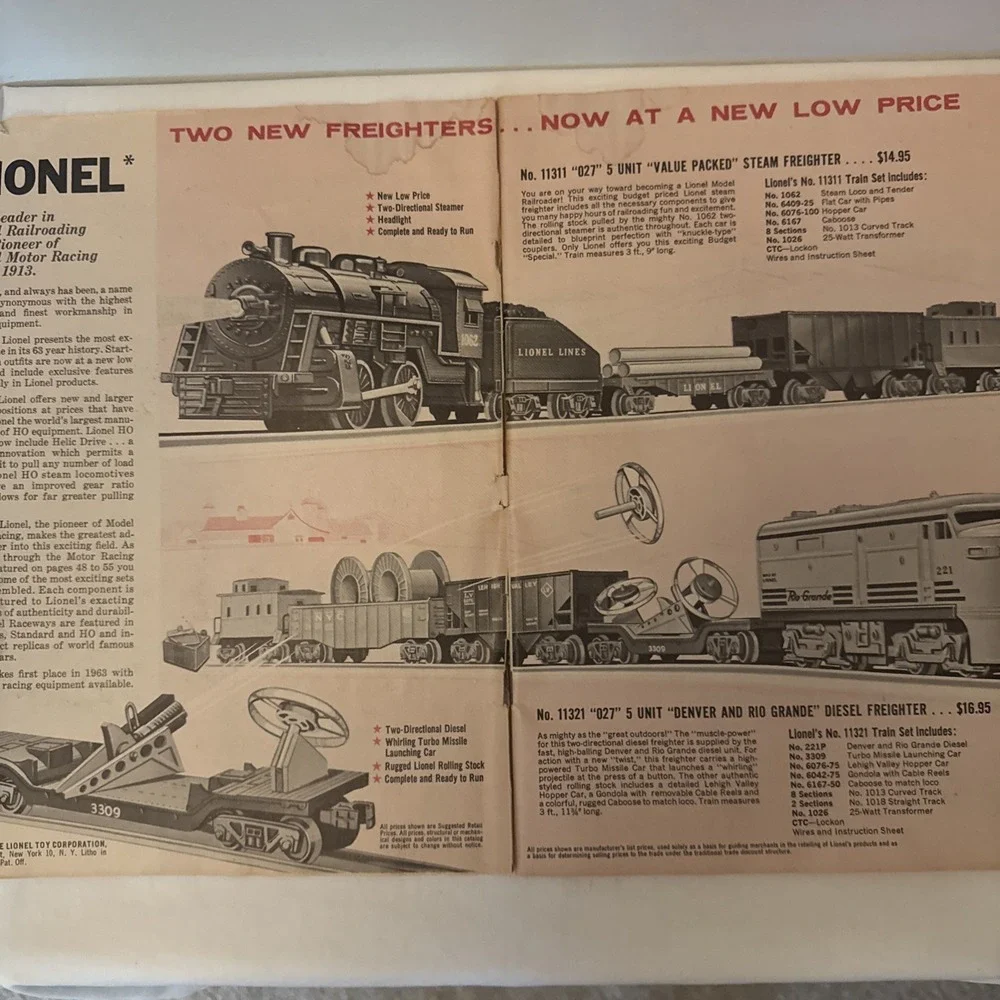 Original 1963 Lionel Trains Consumer Catalog Postwar 027 Super O HO Racing